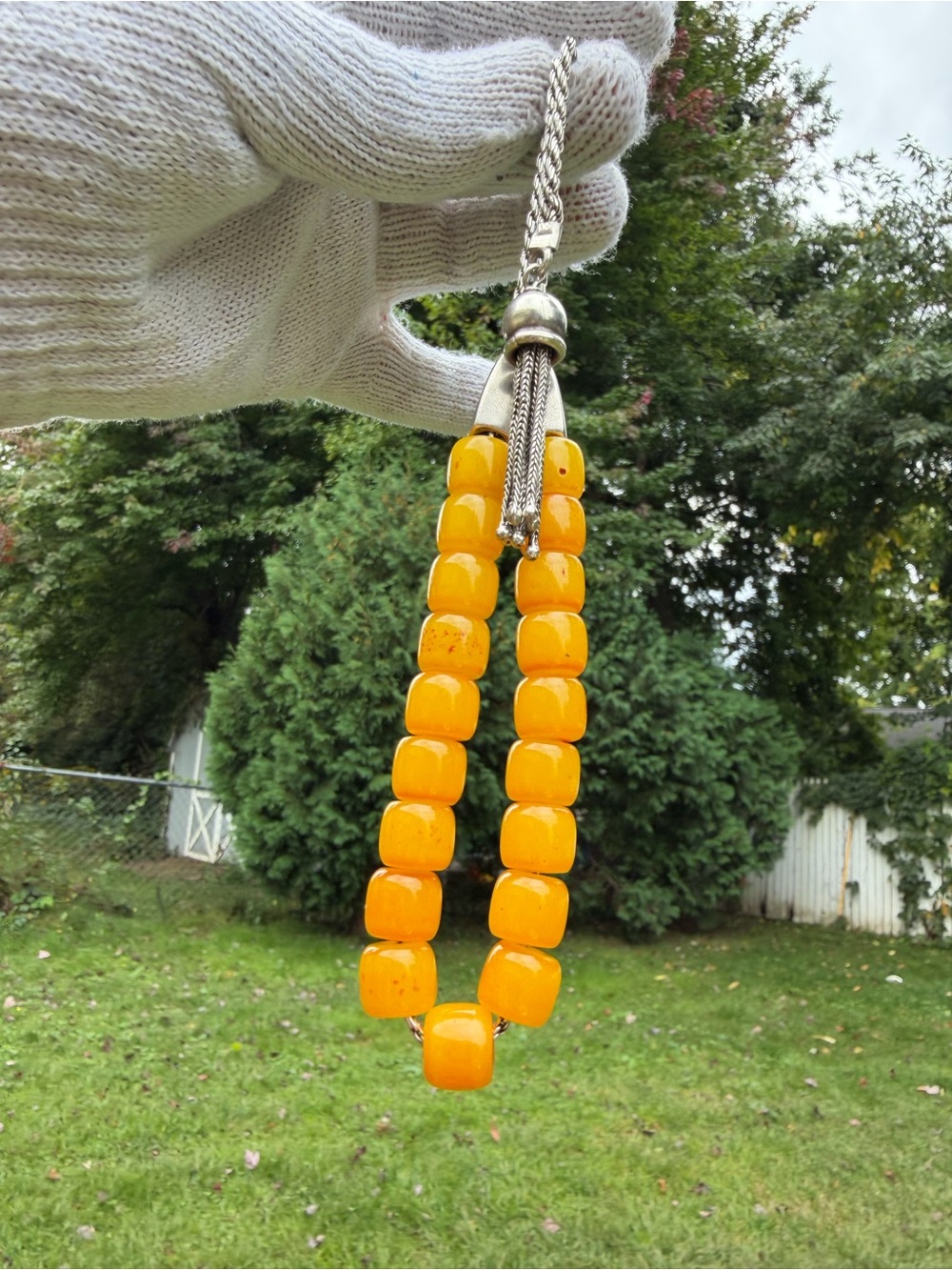 Vintage Butterscotch Bakelite Maskot Tasbih 19 Beads 32.93g Sikma 925 Silver